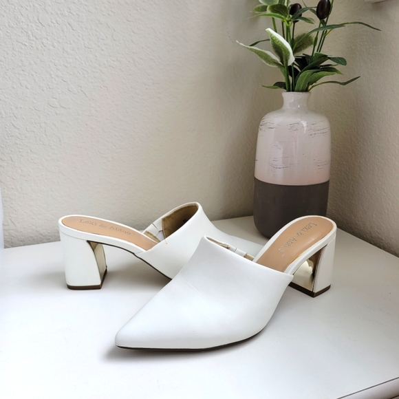 Lexi & Abbie white heeled mules - Picture 1 of 11